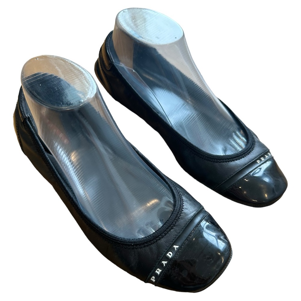 Prada women’s size EU 38 Dancing Black Leather Ballet Flats 2000s